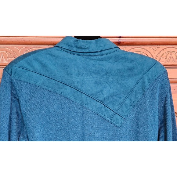 Vintage Union Made Lilli Ann Collections Teal Pullover Sweater With Suede Detail - Picture 4 of 10